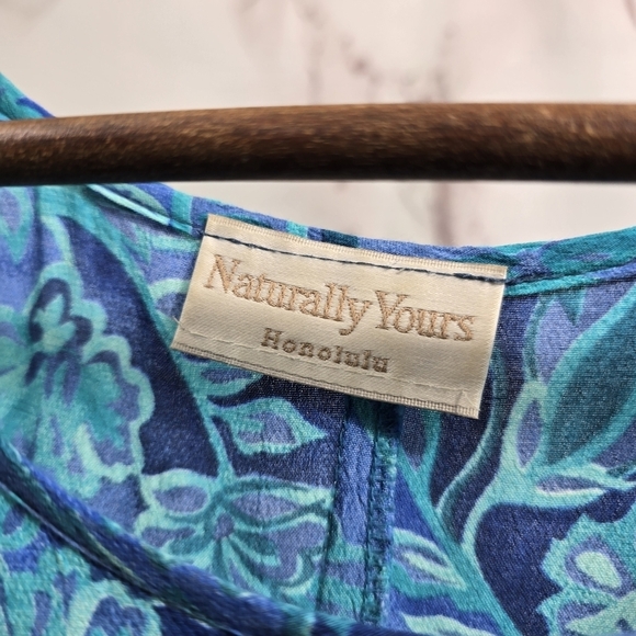 Vintage Hawaiian Dress Women Medium Blue Purple Midi Maxi Floral Tank 90s - Picture 3 of 12